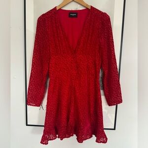 The koople Red velvet leopard print mini dress